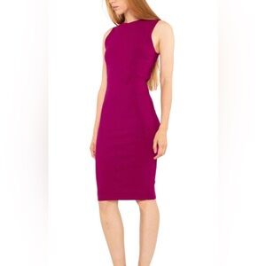 RIPLEY RADER Women’s Ribbed Sleeveless Midi Tank Dress in Magenta Size 2 (Small)